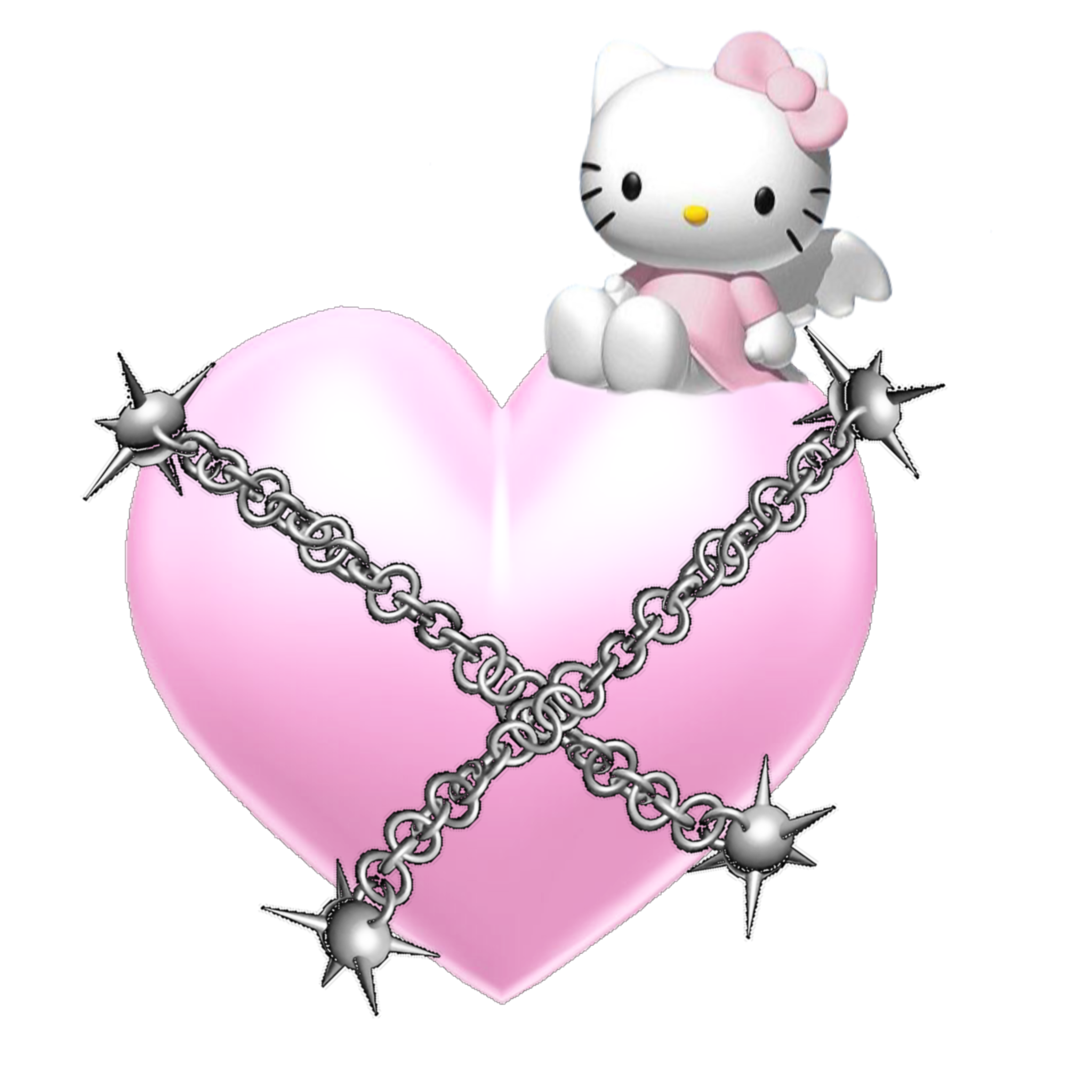 hello kitty and heart with chain